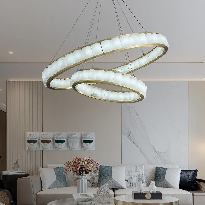 Large Luxury Spanish Natural Marble Chandelier Lighting Villa Duplex Hotel Decoration Hanglamp Led Lamparas Lustres