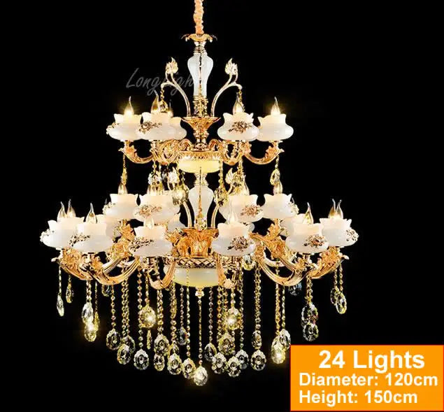 Led Crystal Chandelier Lighting European Luxury Zinc alloy Chandeliers Hotel Villa Living Room Originality Imitation Jade