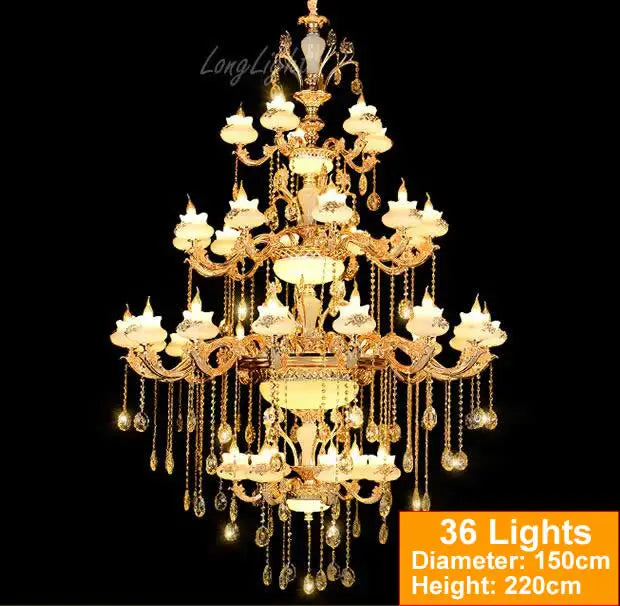 Led Crystal Chandelier Lighting European Luxury Zinc alloy Chandeliers Hotel Villa Living Room Originality Imitation Jade