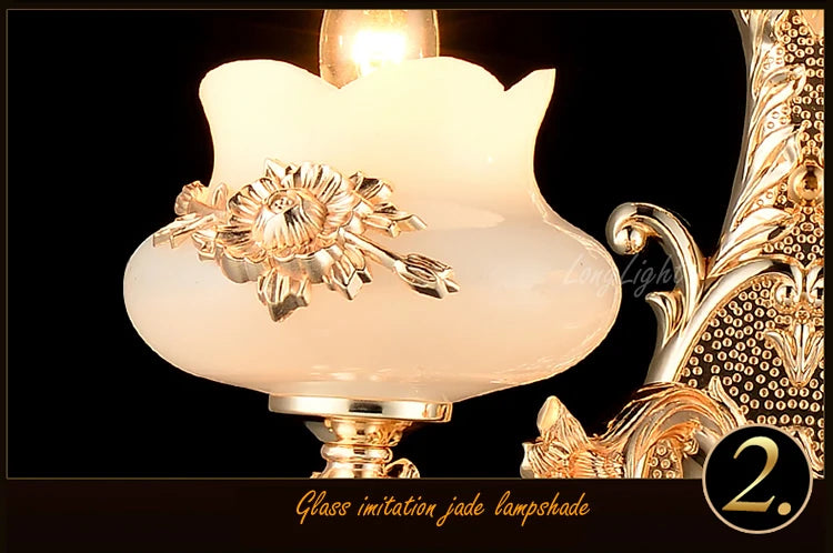 Led Crystal Chandelier Lighting European Luxury Zinc alloy Chandeliers Hotel Villa Living Room Originality Imitation Jade