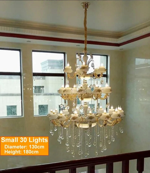 Led Crystal Chandelier Lighting European Luxury Zinc alloy Chandeliers Hotel Villa Living Room Originality Imitation Jade
