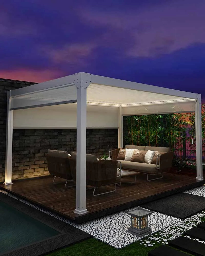 Leisure pavilion, aluminum alloy outdoor pavilion, outdoor louver sunshade, villa, garden, courtyard