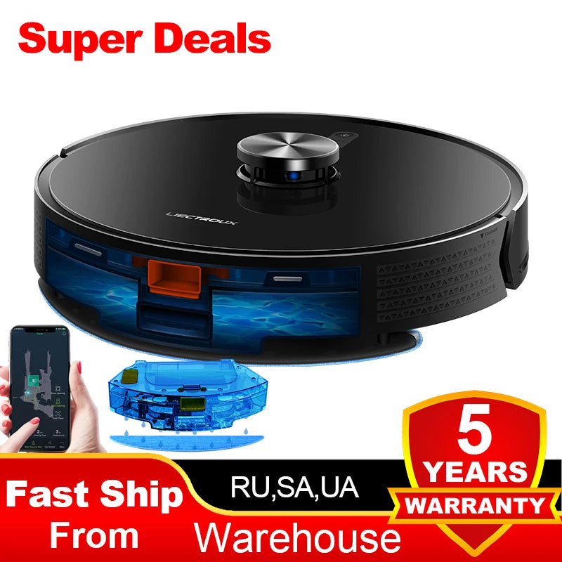 Liectroux / LILIN X6 LDS Robot Vacuum Cleaner,Laser Lidar Navigation,Wet Dry Mopping,6500Pa Suction,Multi-Floor Map,Carpet Boost