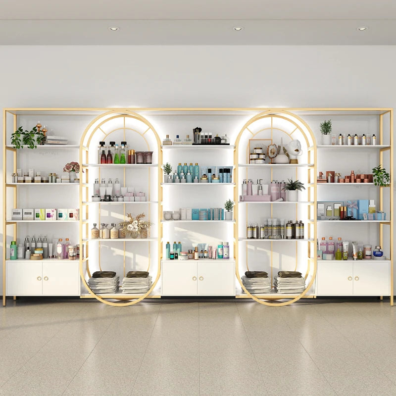 Light Luxury Beauty Salon Display Cabinet Cosmetics Storage Rack Skincare Products Barber Shop Product Display Cabinet Mother an