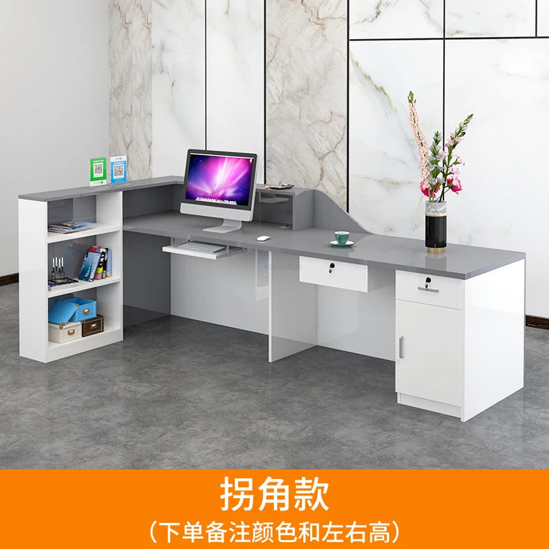 Light Luxury Beauty Salon Reception Desks Shop Small Counter Cash Register Minimalist Wooden Bar Table Company Office Front Desk