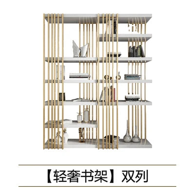 Light Luxury Bookshelf Simple Stainless Steel Bookcase Office Display Stand Floor Living Room Multi-Layer Metal Shelf