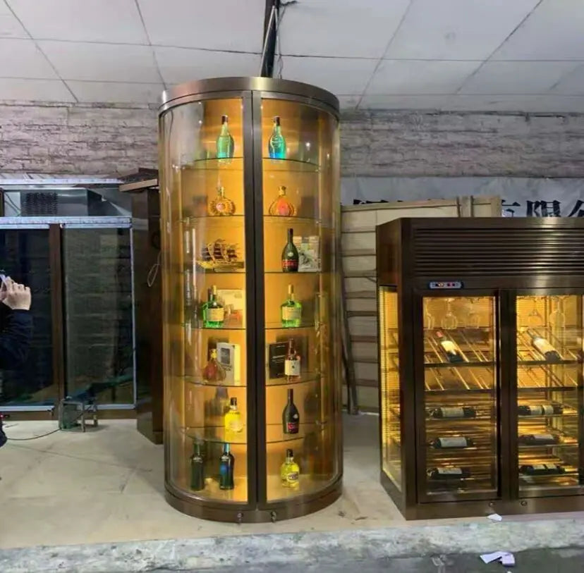 Light Luxury Stainless Steel Galvanized Tempered Glass Wine  Good Quality glass display cabinet  wine rack cabinet
