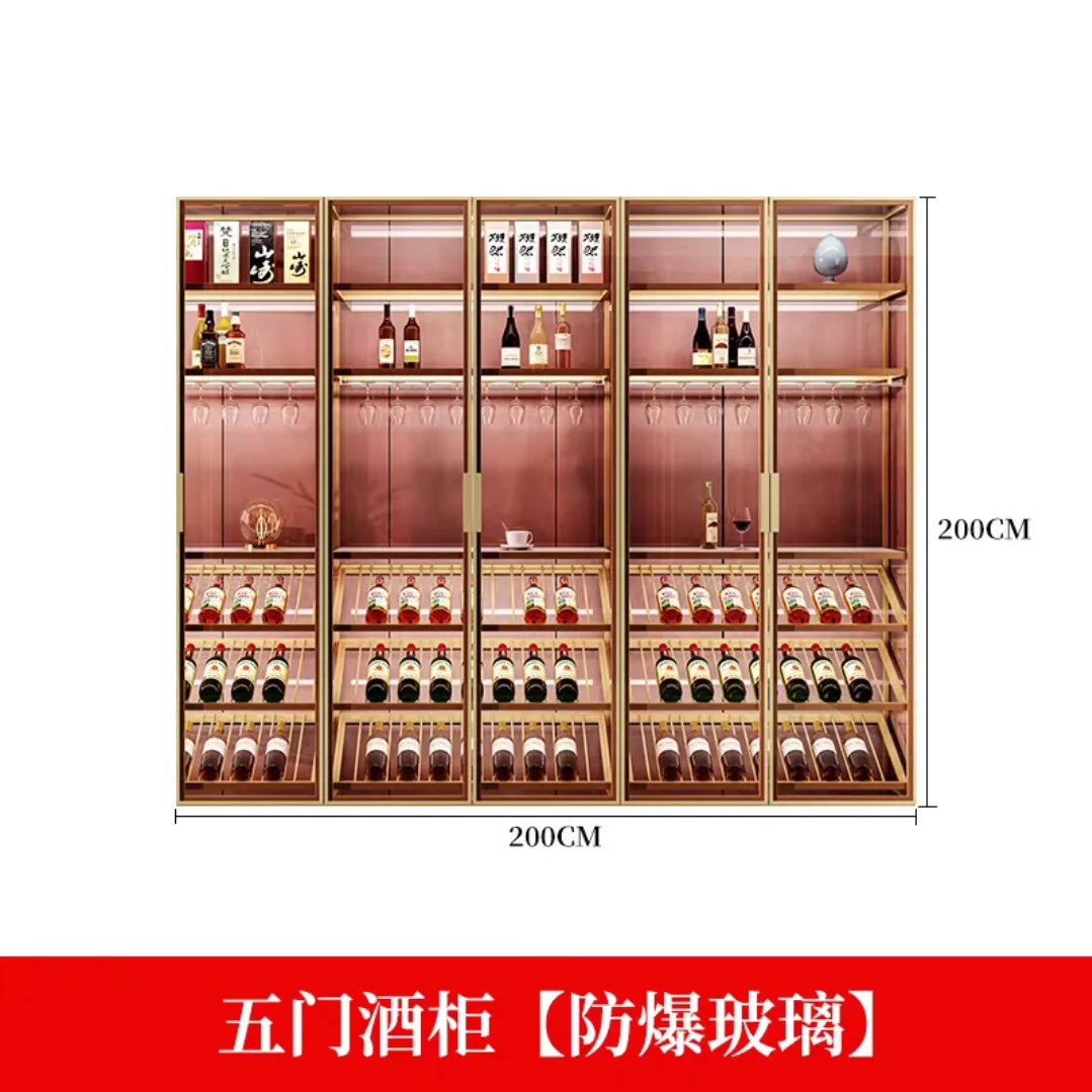 Light Luxury Wine Cabinet Customized Living Room Aluminum Alloy Tempered Glass Door Partition Cabinet High end Handmade Tea Disp