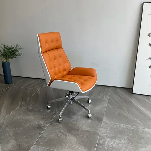 Light luxury boss chair, reclining office chair, leather home computer chair, comfortable sedentary study chair, desk chair