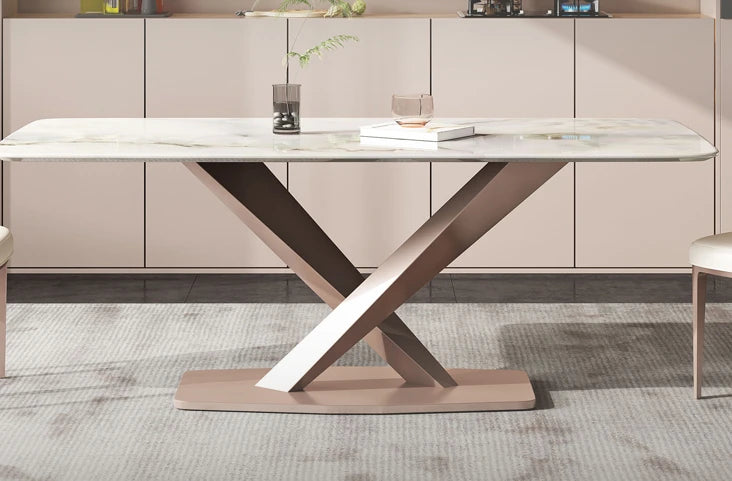 Light luxury color crystal jade crystal rectangular luxury stone dining table and chairs for home