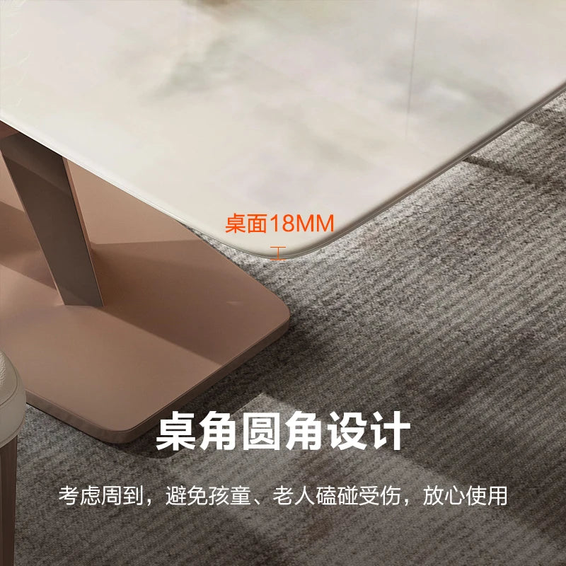 Light luxury color crystal jade crystal rectangular luxury stone dining table and chairs for home