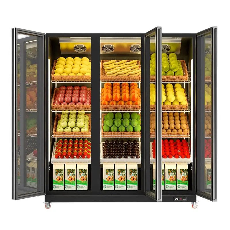 Light luxury commercial refrigerated fruit display case big fridge for fruit 1 order
