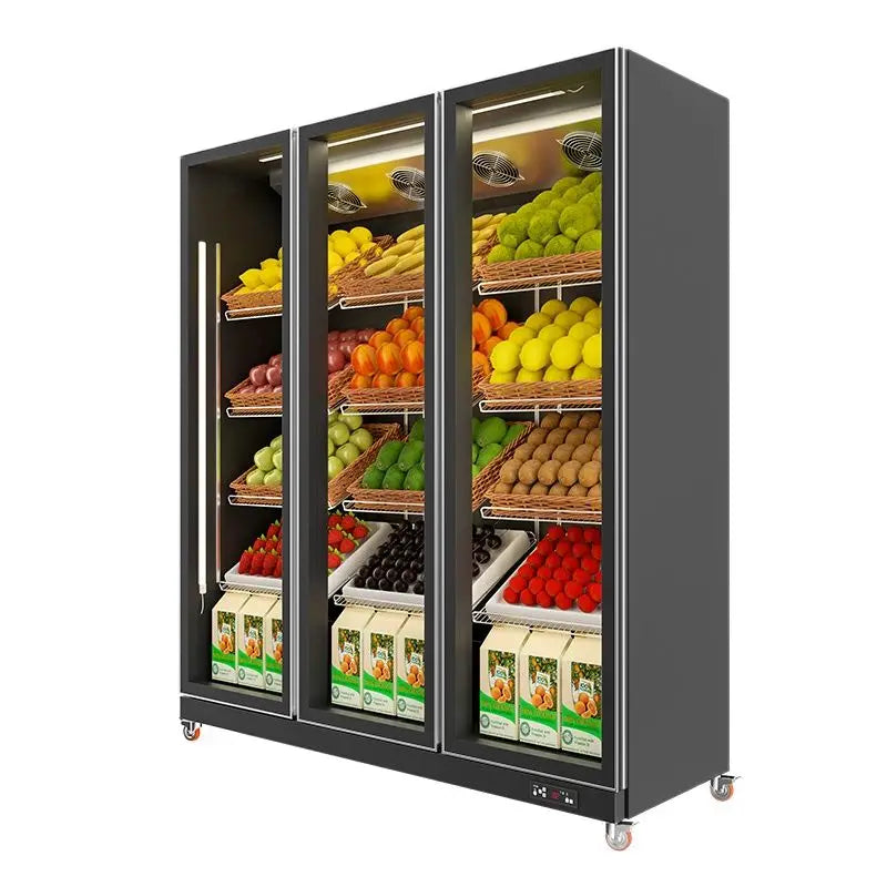 Light luxury commercial refrigerated fruit display case big fridge for fruit 1 order