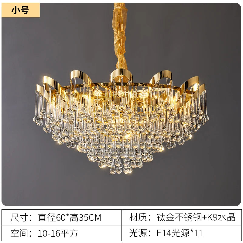 Light luxury crystal chandelier French luxury living room restaurant hotel villa high-end crystal lamp
