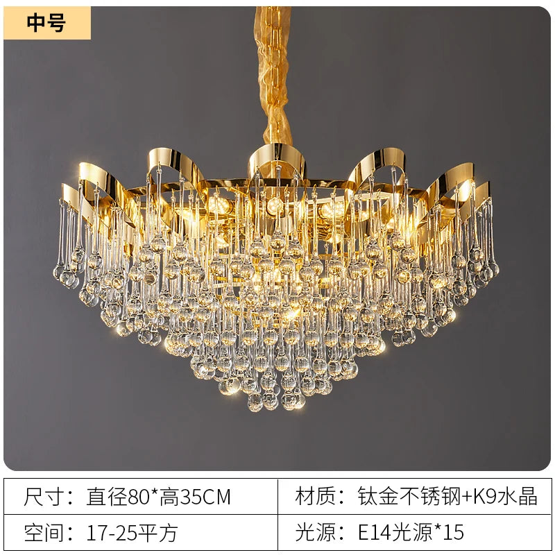 Light luxury crystal chandelier French luxury living room restaurant hotel villa high-end crystal lamp