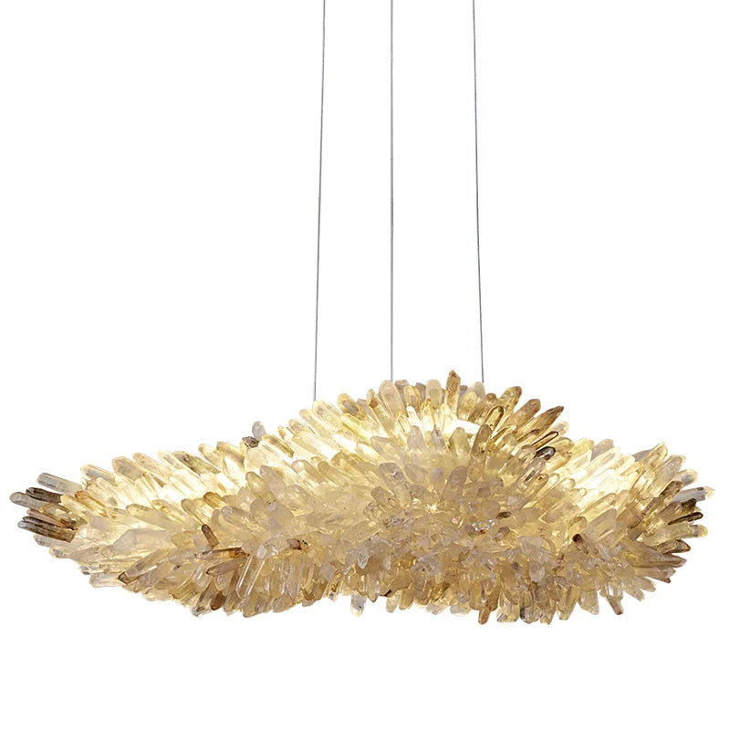 Light luxury natural crystal stair chandelier simple luxury high-end modern minimalist American villa duplex lamp