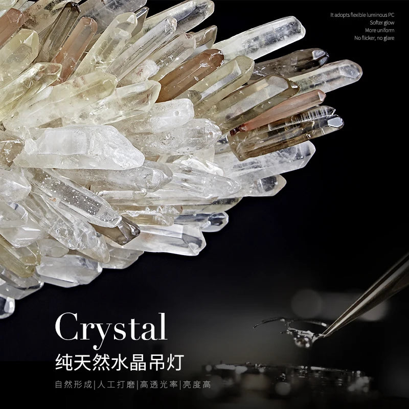 Light luxury natural crystal stair chandelier simple luxury high-end modern minimalist American villa duplex lamp