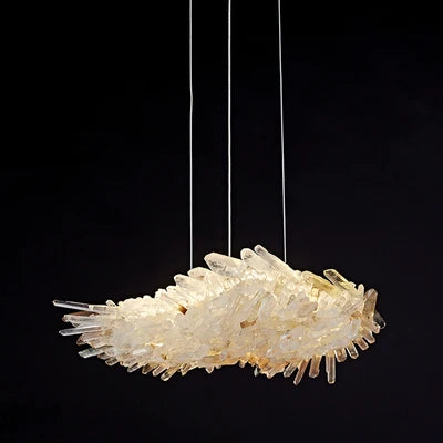 Light luxury natural crystal stair chandelier simple luxury high-end modern minimalist American villa duplex lamp