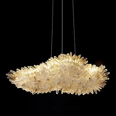Light luxury natural crystal stair chandelier simple luxury high-end modern minimalist American villa duplex lamp