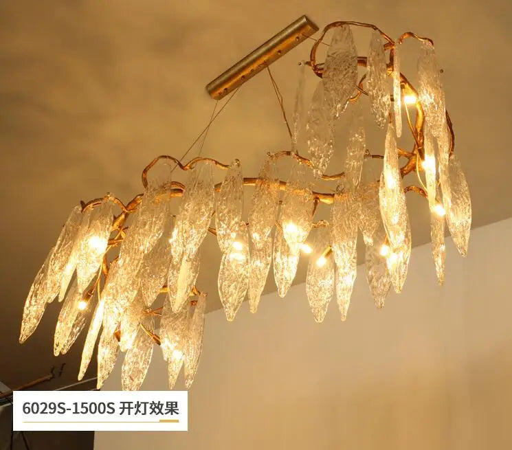 Light luxury post-modern copper branch crystal chandelier French living room dining room lamp American minimalist designer villa