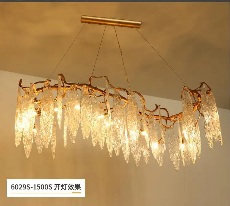 Light luxury post-modern copper branch crystal chandelier French living room dining room lamp American minimalist designer villa