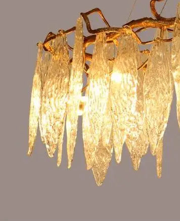 Light luxury post-modern copper branch crystal chandelier French living room dining room lamp American minimalist designer villa