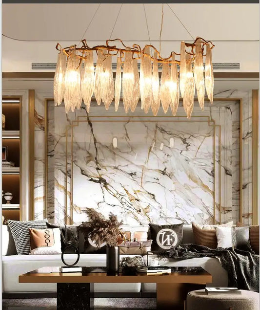 Light luxury post-modern copper branch crystal chandelier French living room dining room lamp American minimalist designer villa