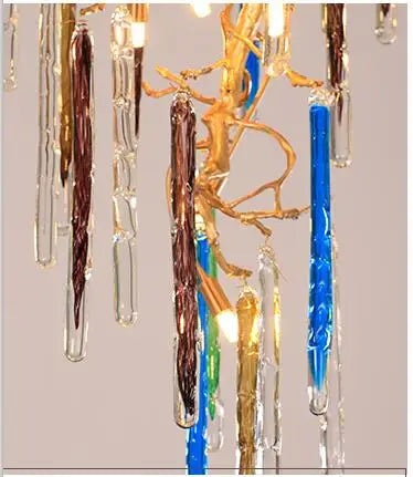 Light luxury post-modern copper branch crystal chandelier French living room dining room lamp American minimalist designer villa