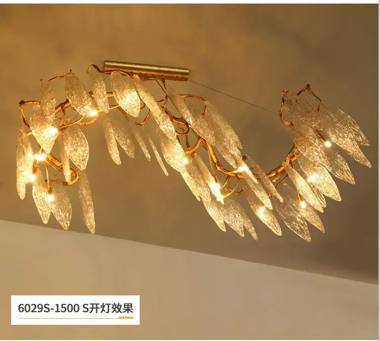 Light luxury post-modern copper branch crystal chandelier French living room dining room lamp American minimalist designer villa