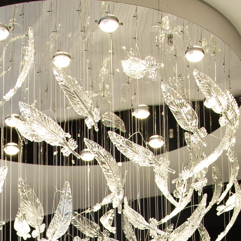 Light luxury villa staircase chandelier duplex building living room exhibition hall hotel sales department glass chandelier