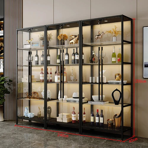 Light luxury wine cabinet, glass cabinet against the wall, high-end handmade red wine display, integrated simple household use