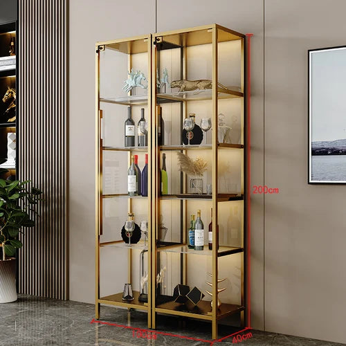 Light luxury wine cabinet, glass cabinet against the wall, high-end handmade red wine display, integrated simple household use
