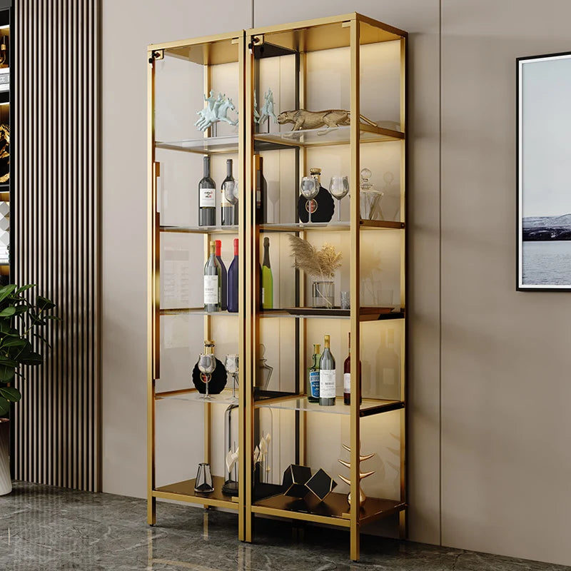 Light luxury wine cabinet, glass cabinet against the wall, high-end handmade red wine display, integrated simple household use