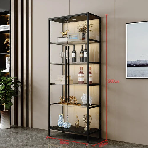 Light luxury wine cabinet, glass cabinet against the wall, high-end handmade red wine display, integrated simple household use