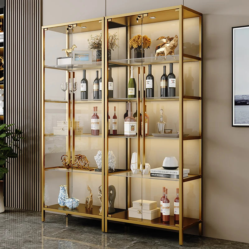 Light luxury wine cabinet, glass cabinet against the wall, high-end handmade red wine display, integrated simple household use