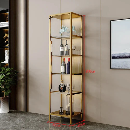 Light luxury wine cabinet, glass cabinet against the wall, high-end handmade red wine display, integrated simple household use