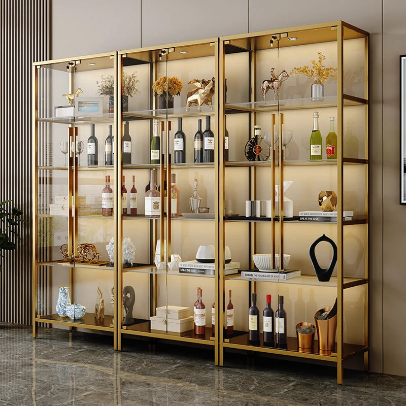 Light luxury wine cabinet, glass cabinet against the wall, high-end handmade red wine display, integrated simple household use