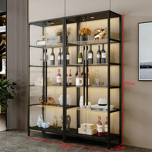 Light luxury wine cabinet, glass cabinet against the wall, high-end handmade red wine display, integrated simple household use