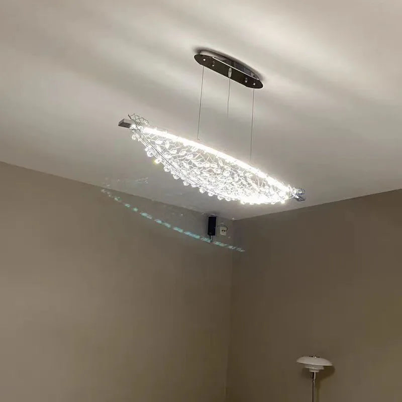 Living room Egyptian crystal sailing boat LED lighting designer style postmodern villa stainless steel bar chandelier