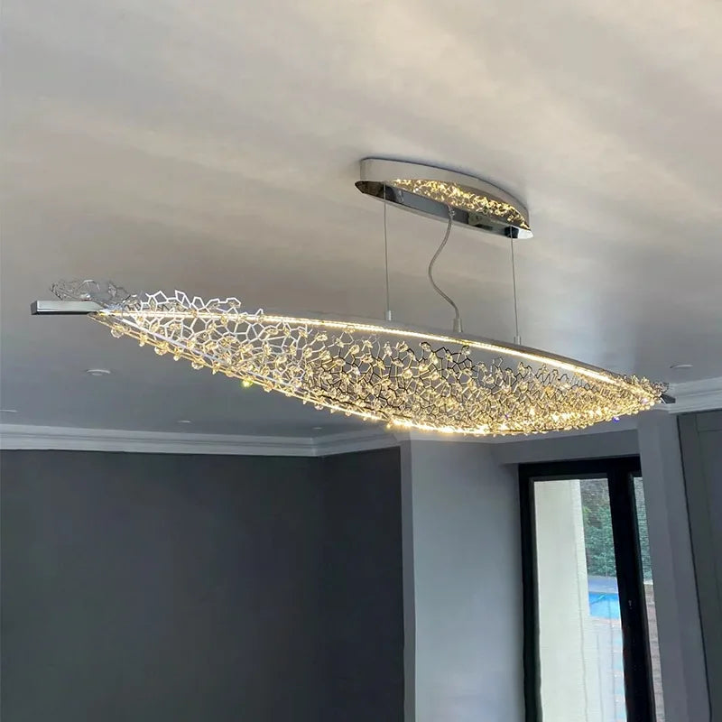 Living room Egyptian crystal sailing boat LED lighting designer style postmodern villa stainless steel bar chandelier