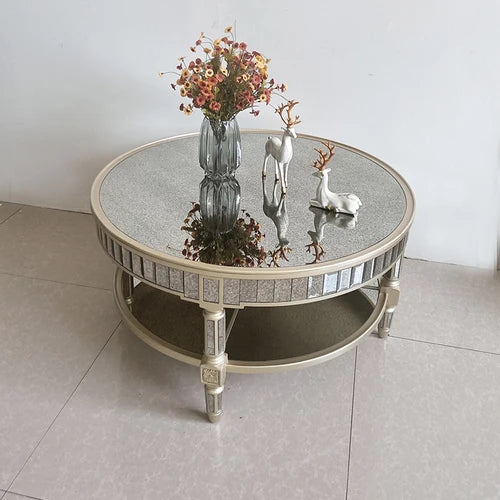 Living room coffee table Neoclassical sofa side table Small unit tea table Mirror glass oval coffee table