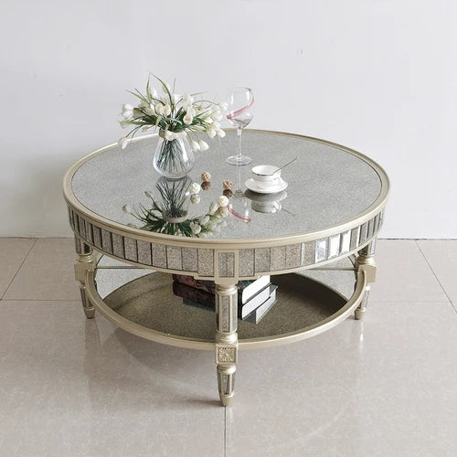 Living room coffee table Neoclassical sofa side table Small unit tea table Mirror glass oval coffee table