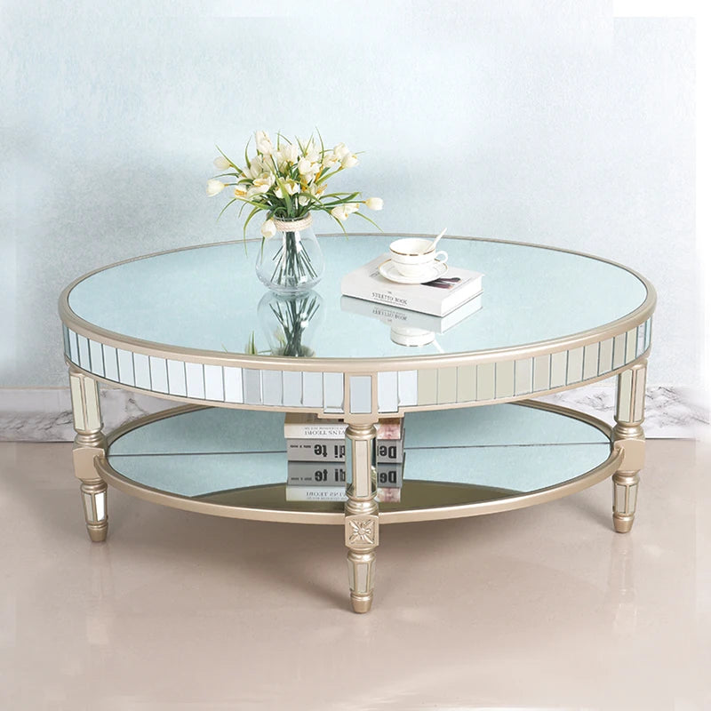 Living room coffee table Neoclassical sofa side table Small unit tea table Mirror glass oval coffee table