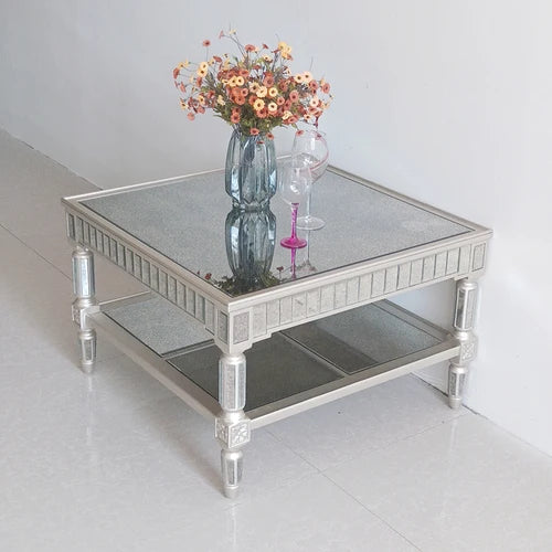 Living room coffee table Neoclassical sofa side table Small unit tea table Mirror glass oval coffee table