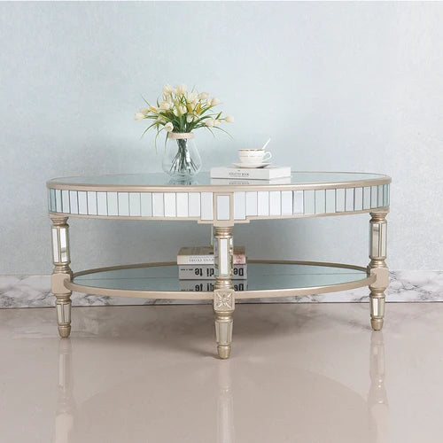 Living room coffee table Neoclassical sofa side table Small unit tea table Mirror glass oval coffee table