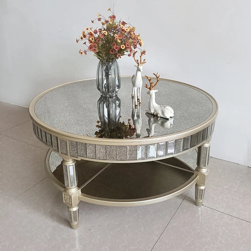 Living room coffee table Neoclassical sofa side table Small unit tea table Mirror glass oval coffee table