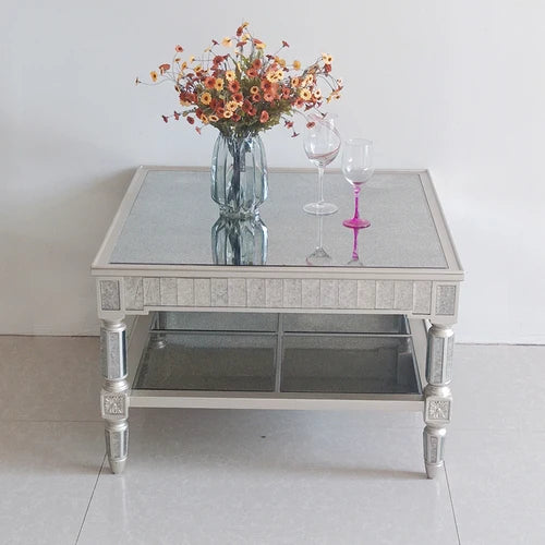 Living room coffee table Neoclassical sofa side table Small unit tea table Mirror glass oval coffee table