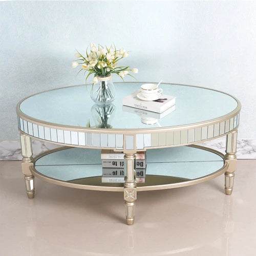 Living room coffee table Neoclassical sofa side table Small unit tea table Mirror glass oval coffee table