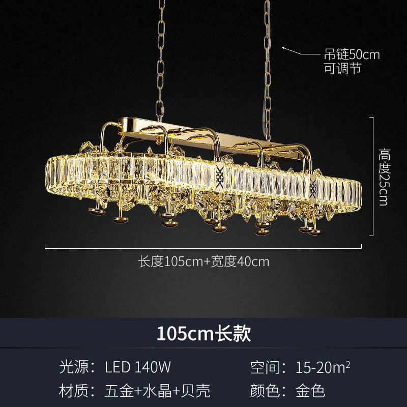 Living room crystal chandelier light luxury high-end atmosphere villa hall dining room bedroom lamp design