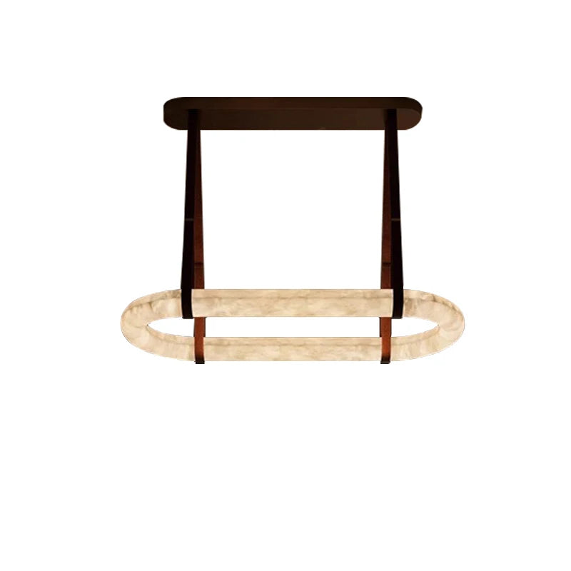 Long Luxury Natural Marble Ceiling Chandelier for Home Decoration Led White Marble Leather Hanging Lamp for Dining Room Villa